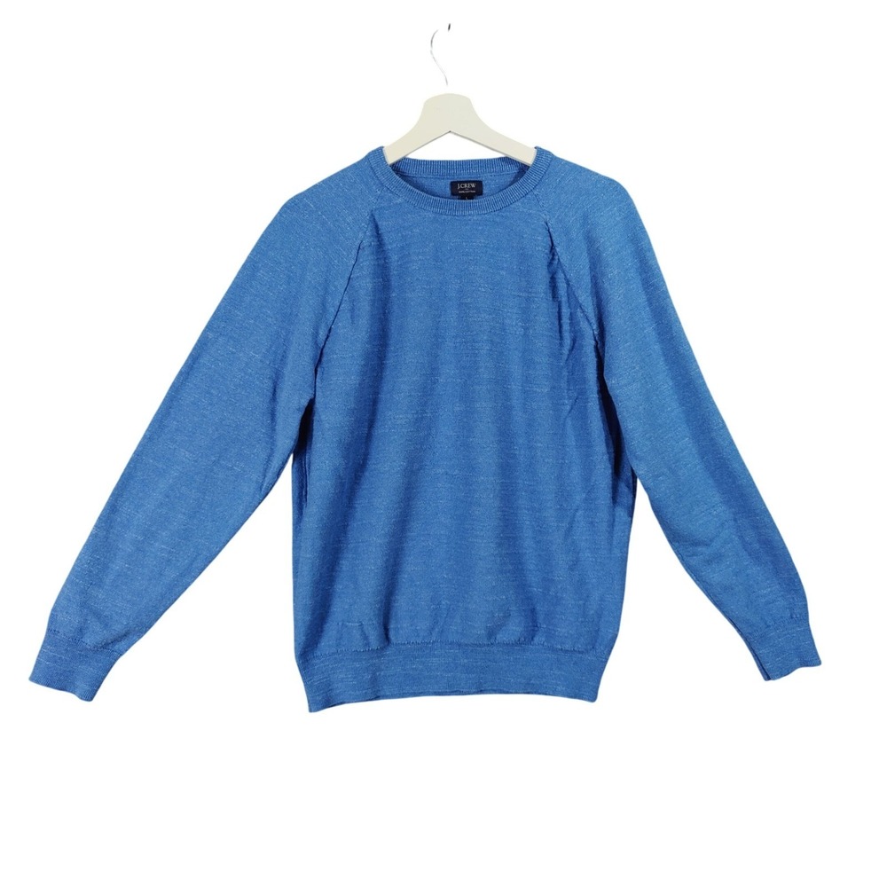 J.Crew Mens Preppy Coastal Timeless Classic Crewneck Sweater L Blue Cotton Cozy